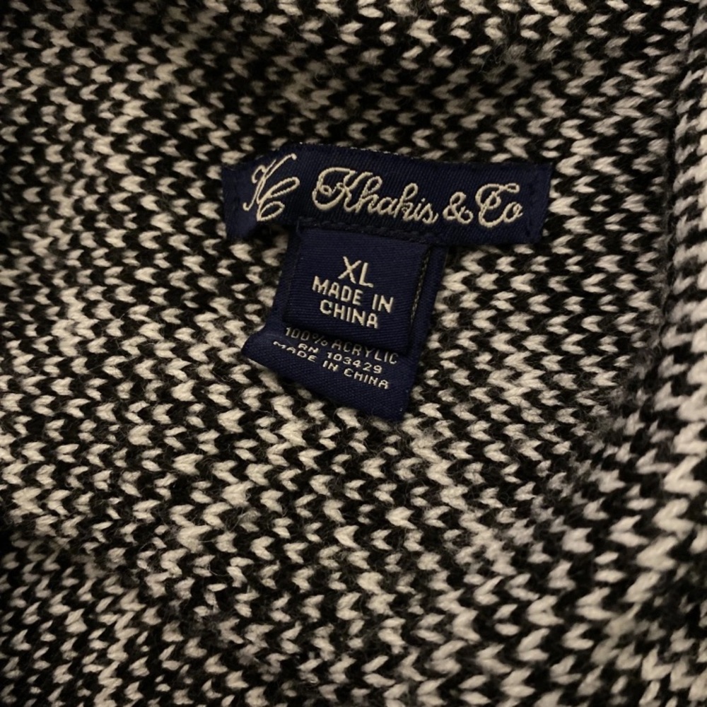 KC Khakis & Co Cardigan Sweater Black And White XL